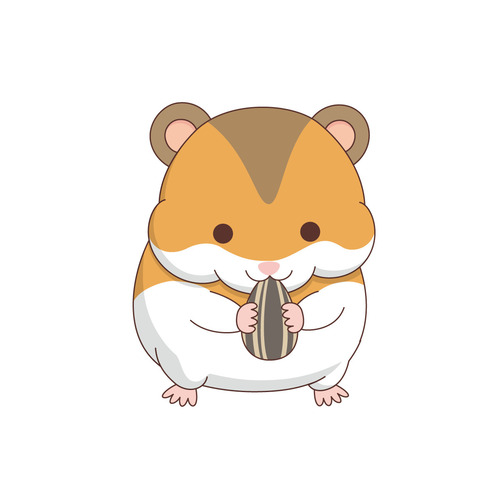 ヒマワリの種を持ったかわいいハムスター（動物/その他一般・装飾）