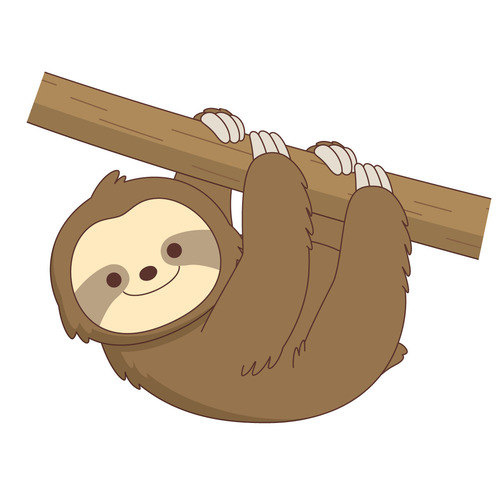 木にぶら下がっているかわいいナマケモノ（動物/その他一般・装飾）