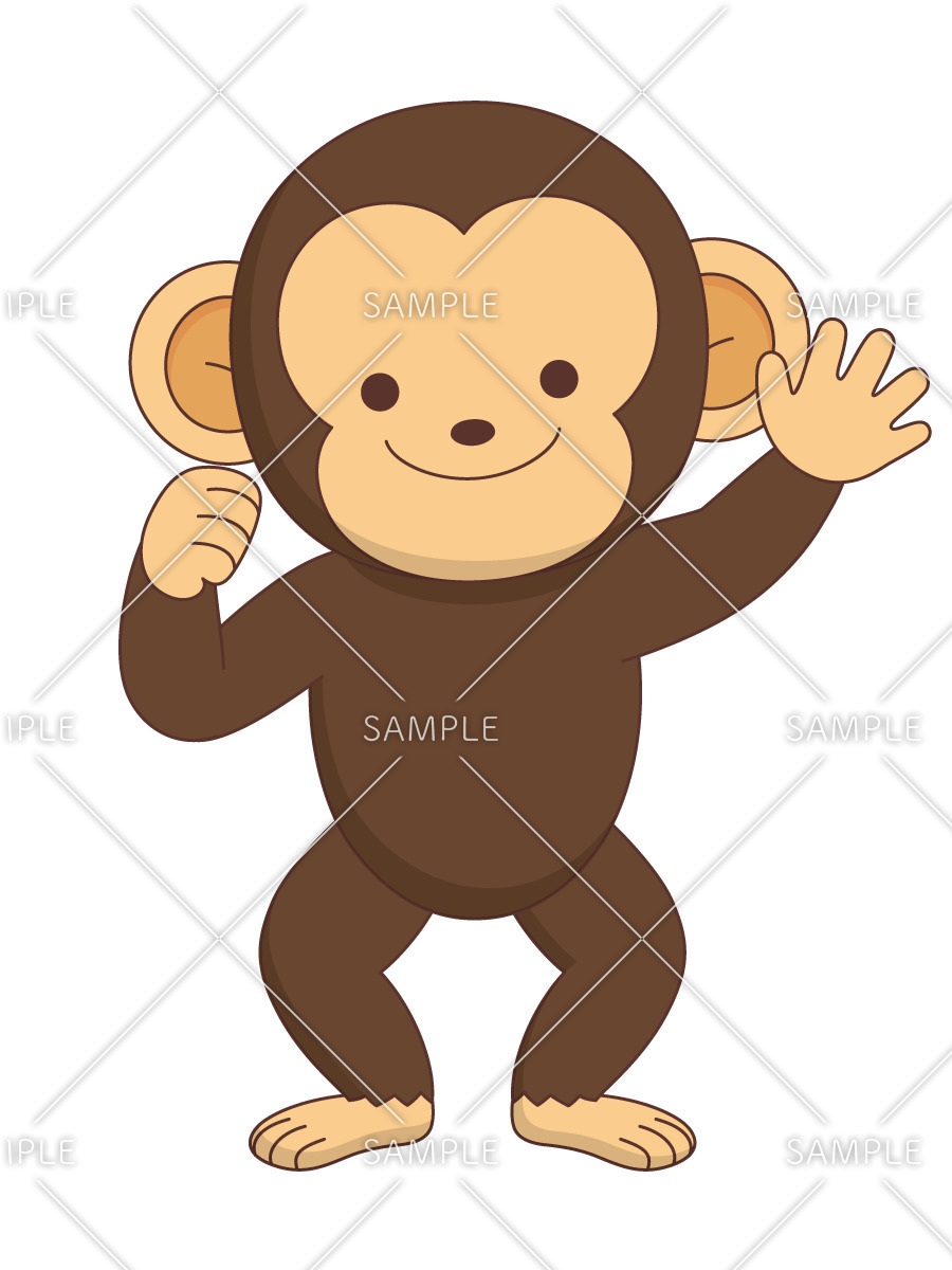 かわいいチンパンジー（動物/その他一般・装飾）のイラスト