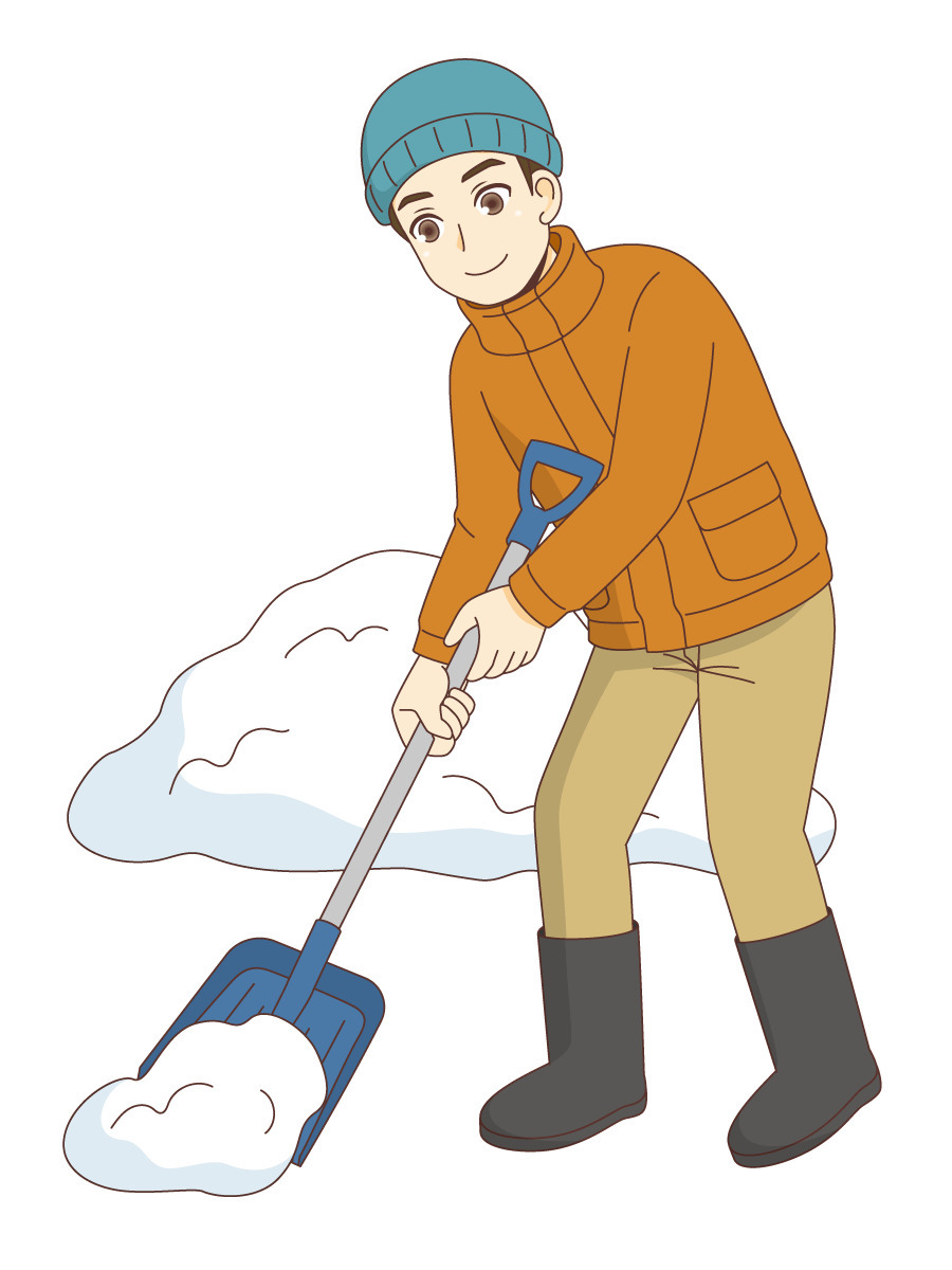 雪かきをする男性 季節 行事 その他一般 装飾 の無料イラスト 介護アンテナ