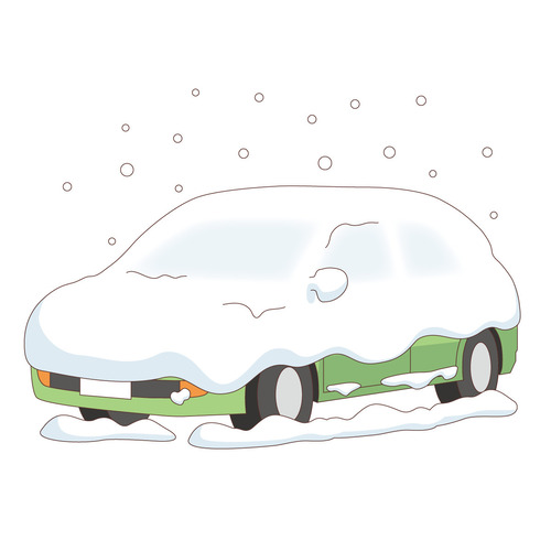 雪の積もった自動車（季節・行事/その他一般・装飾）のイラスト