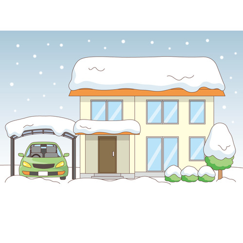 雪の積もった家（季節・行事/その他一般・装飾）のイラスト