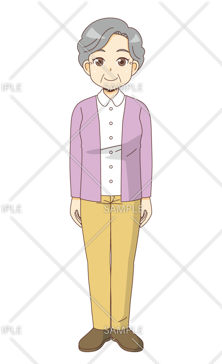 女性高齢者（高齢者（おばあさん・おじいさん）/介護現場の人物）のイラスト