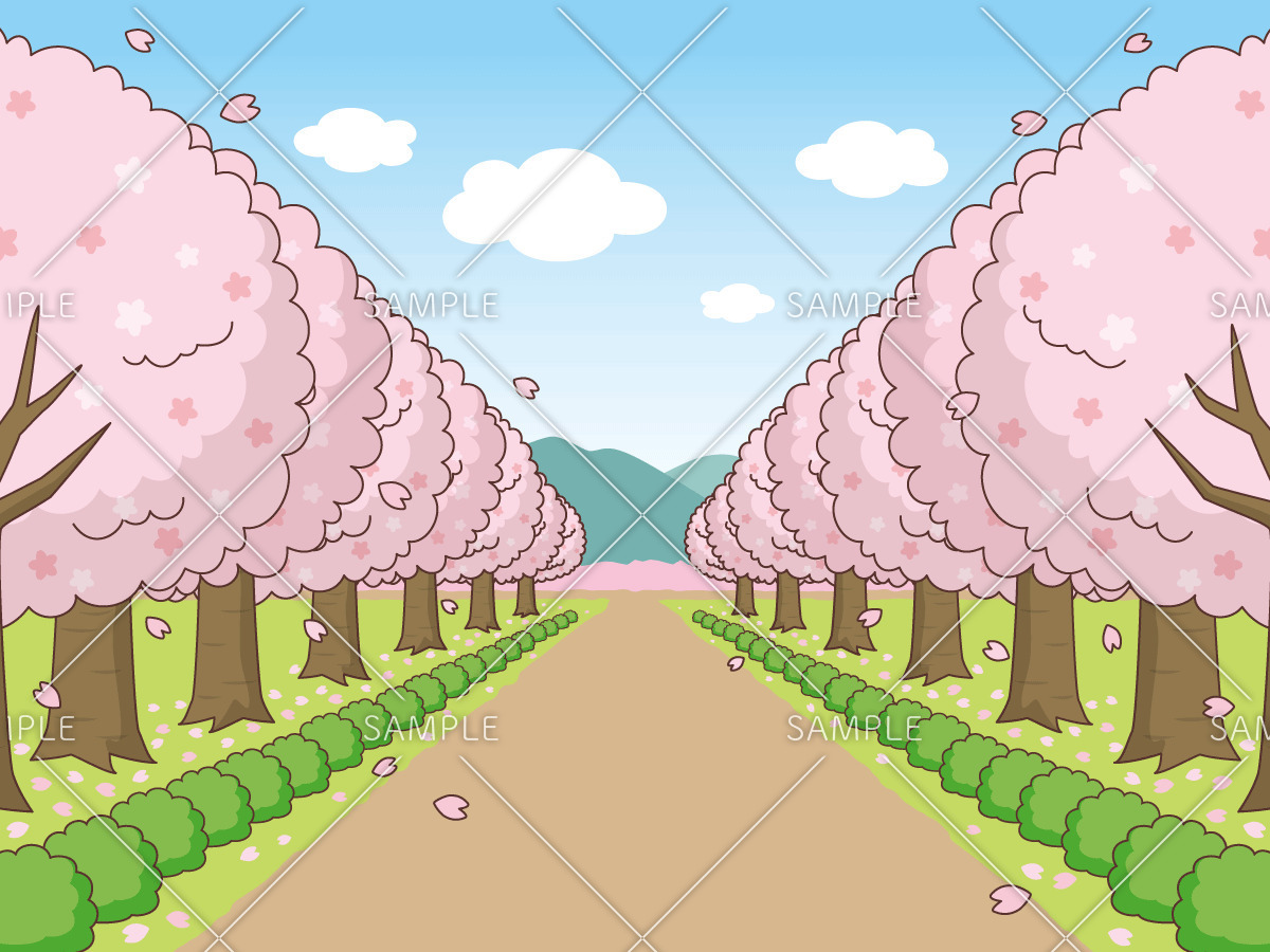桜並木（季節・行事/その他一般・装飾）のイラスト