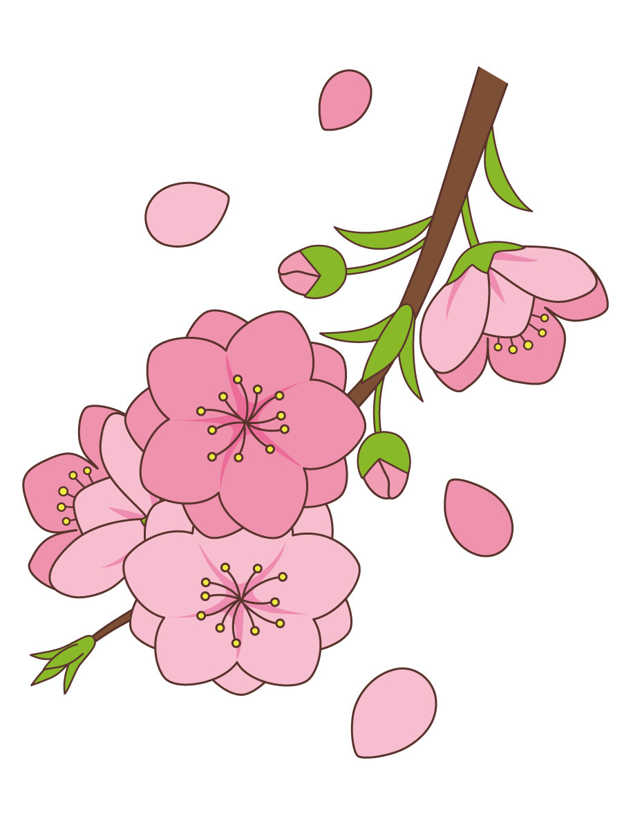 桃の花 お花 その他一般 装飾 の無料イラスト 介護アンテナ
