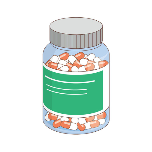 錠剤の入った薬瓶（薬・服薬/介護・生活）のイラスト