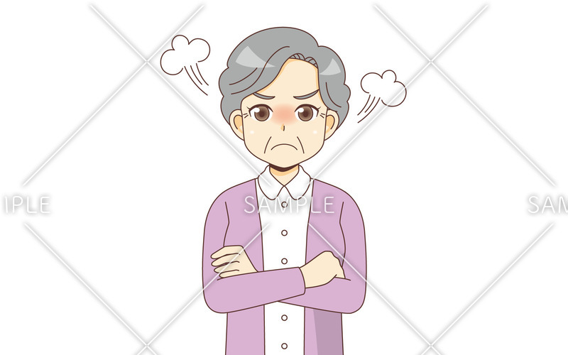 怒っている女性高齢者 高齢者 おじいさん おばあさん 介護現場の人物 の無料イラスト 介護アンテナ
