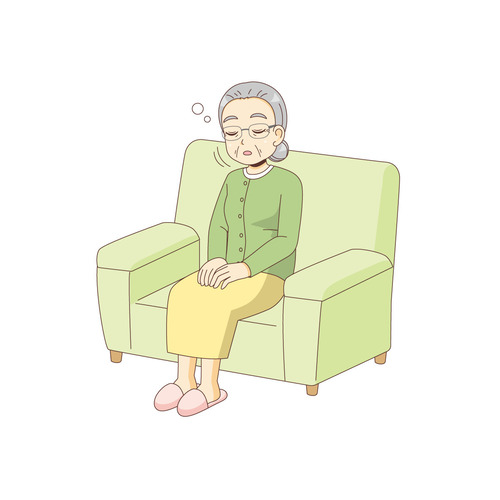 傾眠傾向のある女性高齢者（その他高齢者の病気・怪我・事故/医療・病気）のイラスト