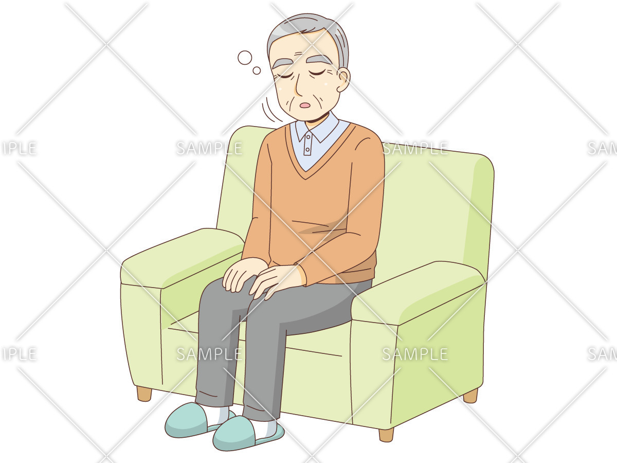 傾眠傾向のある男性高齢者（その他高齢者の病気・怪我・事故/医療・病気）のイラスト
