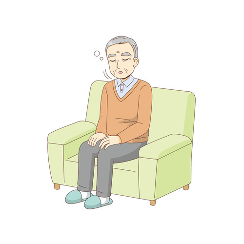傾眠傾向のある男性高齢者（その他高齢者の病気・怪我・事故/医療・病気）のイラスト