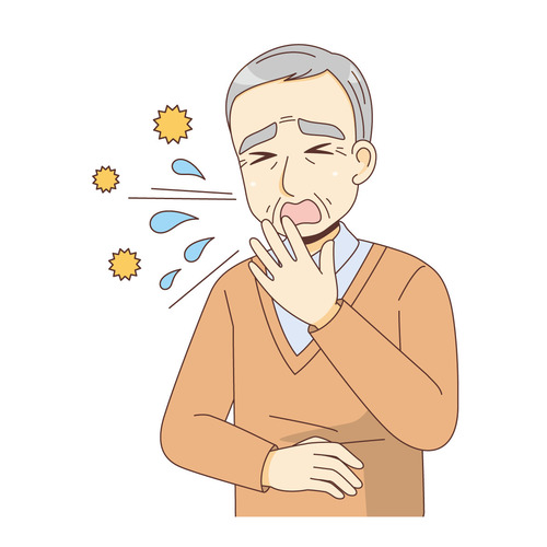 花粉症でくしゃみが出る男性高齢者（その他高齢者の病気・怪我・事故/医療・病気）のイラスト