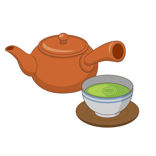 緑茶ときゅうす（食べ物・飲み物/その他一般・装飾）のイラスト