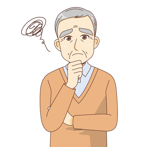 困っている男性高齢者（高齢者（おじいさん・おばあさん）/介護現場の人物）