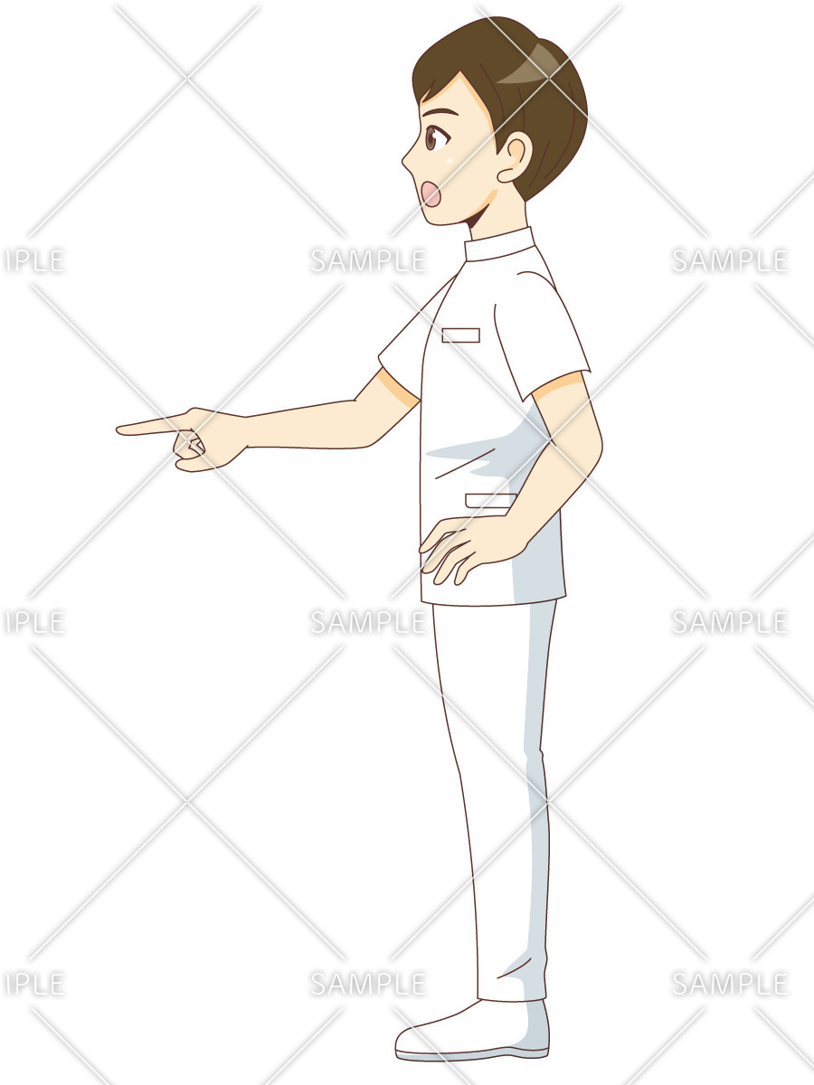 指さし確認をする男性看護師（看護師/医療・病気）のイラスト