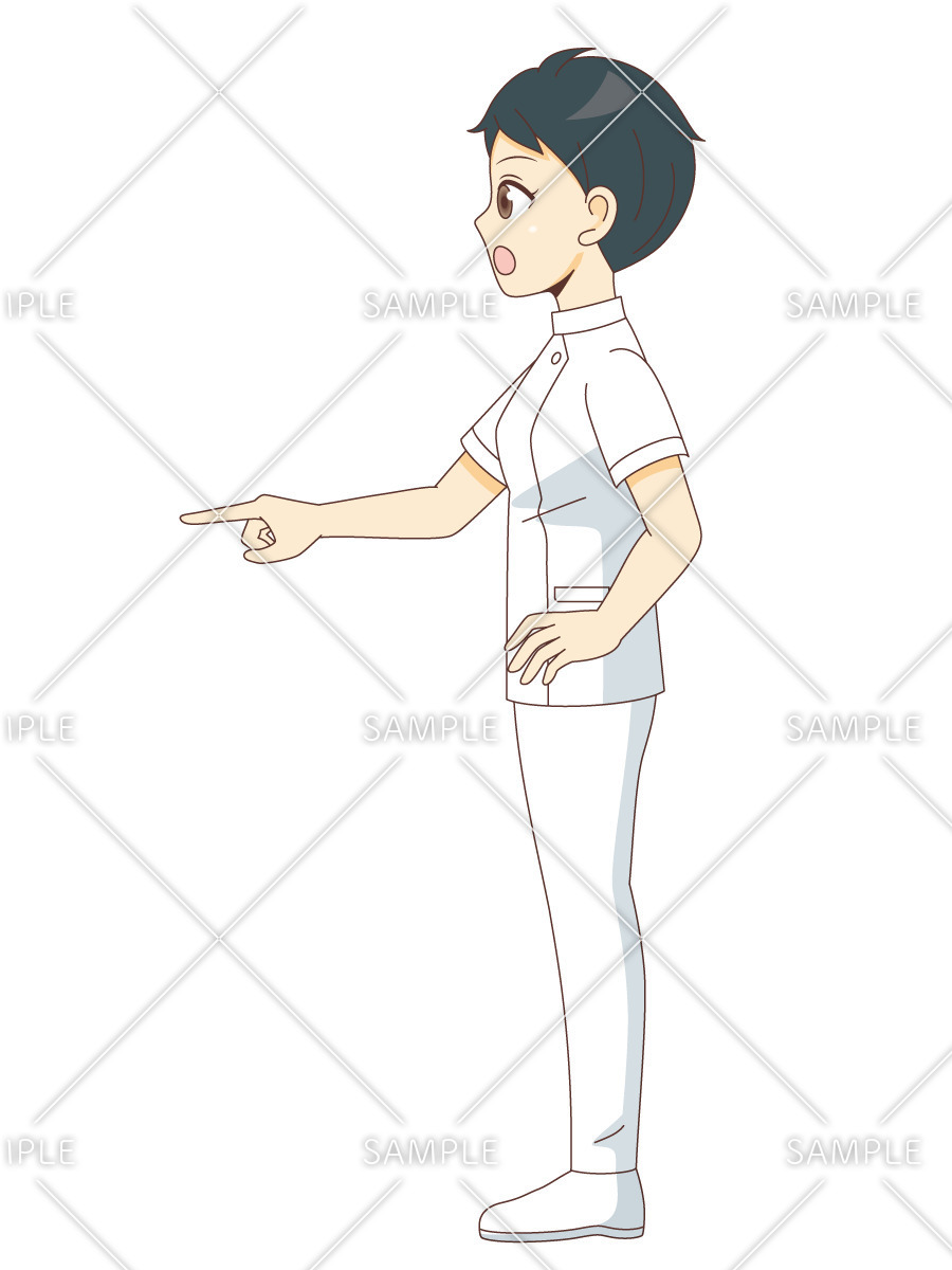 指さし確認をする女性看護師（看護師/医療・病気）のイラスト