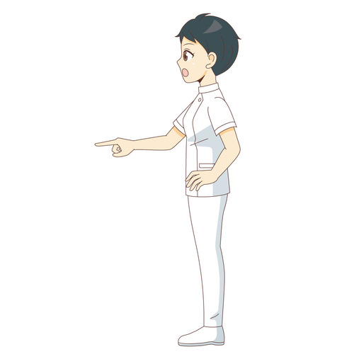 指さし確認をする女性看護師（看護師/医療・病気）のイラスト