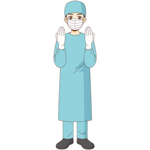 手術着を着た男性医師（医者/医療・病気）のイラスト