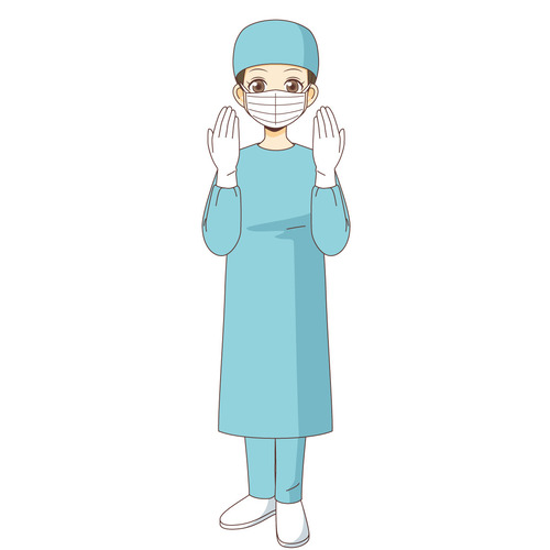 手術着を着た女性医師（医者/医療・病気）のイラスト