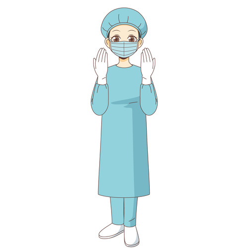 手術着を着た女性看護師（看護師/医療・病気）のイラスト