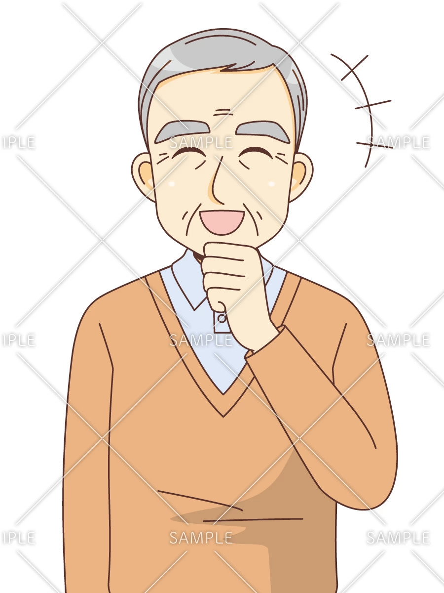 笑っている男性高齢者（高齢者（おじいさん・おばあさん）/介護現場の人物）のイラスト