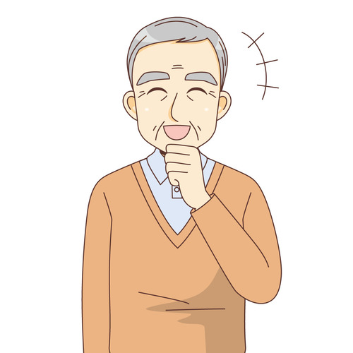 笑っている男性高齢者（高齢者（おじいさん・おばあさん）/介護現場の人物）のイラスト