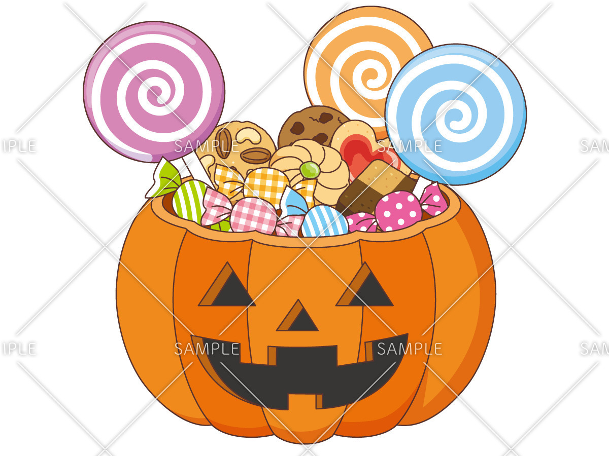 ハロウィンのお菓子の詰め合わせ（季節・行事/その他一般・装飾）のイラスト