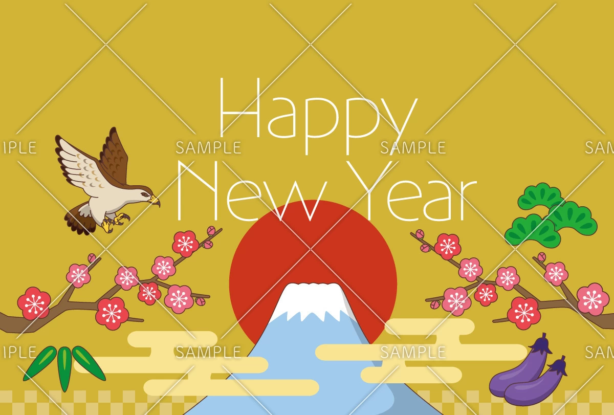毎年使える年賀状デザイン（お手紙・年賀状/フレーム・テンプレート）のイラスト