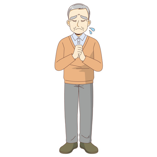 困っている男性高齢者 高齢者 おじいさん おばあさん 介護現場の人物 の無料イラスト 介護アンテナ