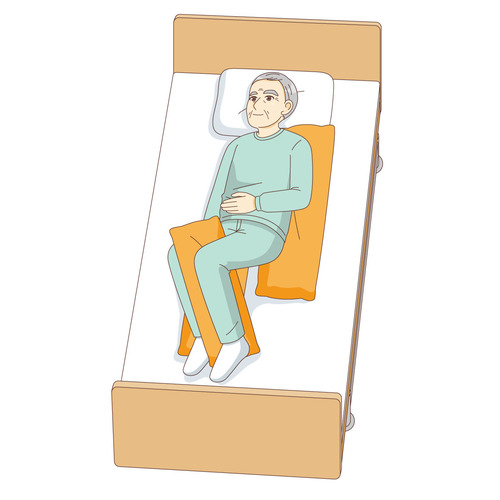 半側臥位（足元から見た状態）（高齢者（おじいさん・おばあさん）/介護現場の人物）のイラスト