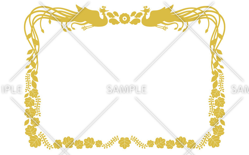 表彰状と金色の装飾品付きフレーム 表彰状フレーム（お便り・お便りフレーム/フレーム・テンプレート）の