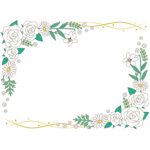 白いお花のフレーム（お便り・お便りフレーム/フレーム・テンプレート）のイラスト
