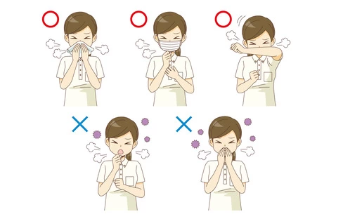 咳エチケット（介護士・ヘルパー/介護現場の人物）