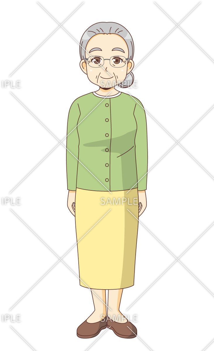 女性高齢者（高齢者（おじいさん・おばあさん）/介護現場の人物）のイラスト