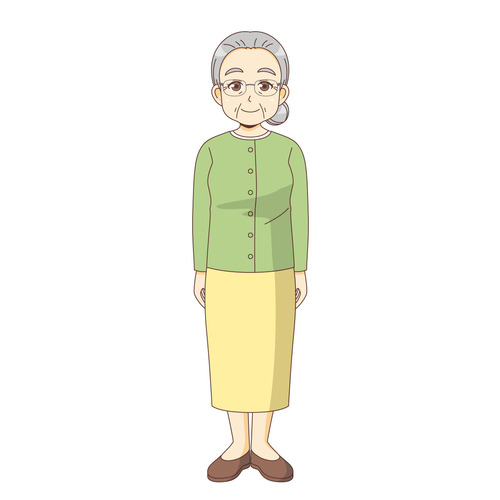 女性高齢者（高齢者（おじいさん・おばあさん）/介護現場の人物）のイラスト