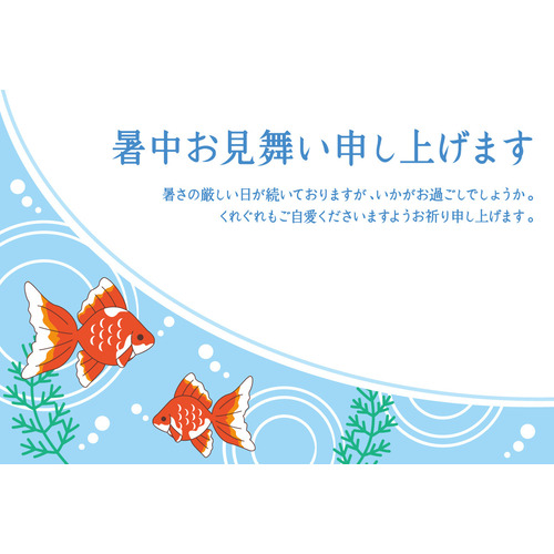 暑中見舞いのテンプレート「金魚」（お手紙・年賀状/フレーム・テンプレート）のイラスト