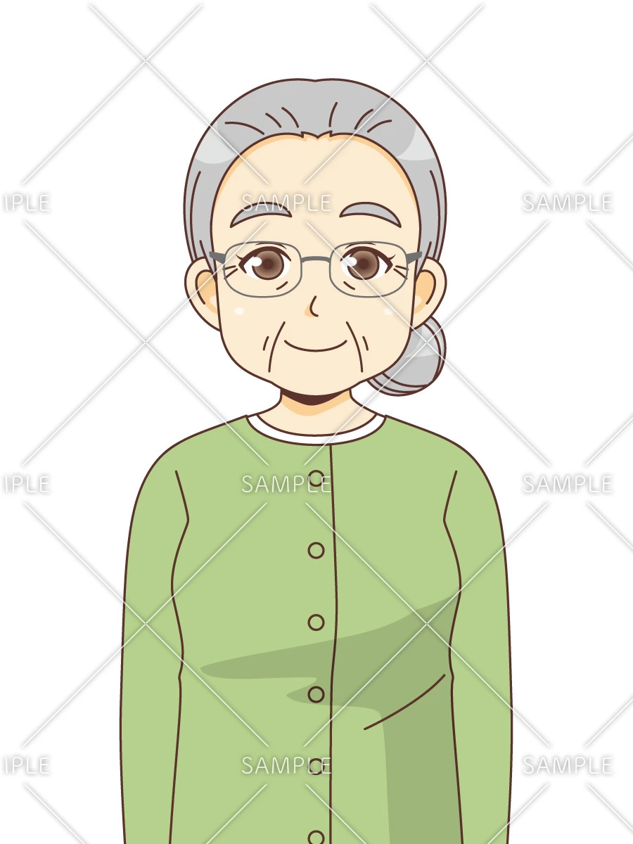 女性高齢者（高齢者（おじいさん・おばあさん）/介護現場の人物）のイラスト