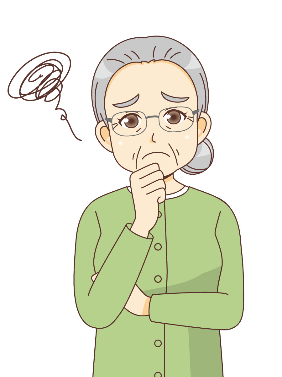困っている女性高齢者 高齢者 おじいさん おばあさん 介護現場の人物 の無料イラスト 介護アンテナ