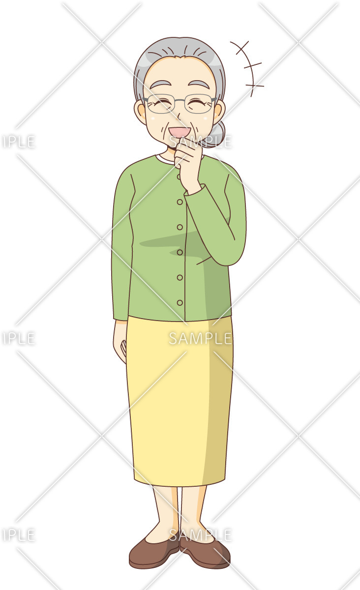 笑っている女性高齢者（高齢者（おじいさん・おばあさん）/介護現場の人物）のイラスト