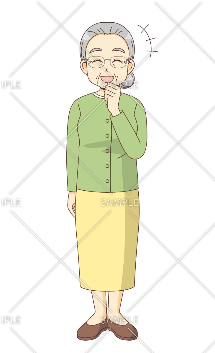 笑っている女性高齢者（高齢者（おじいさん・おばあさん）/介護現場の人物）のイラスト