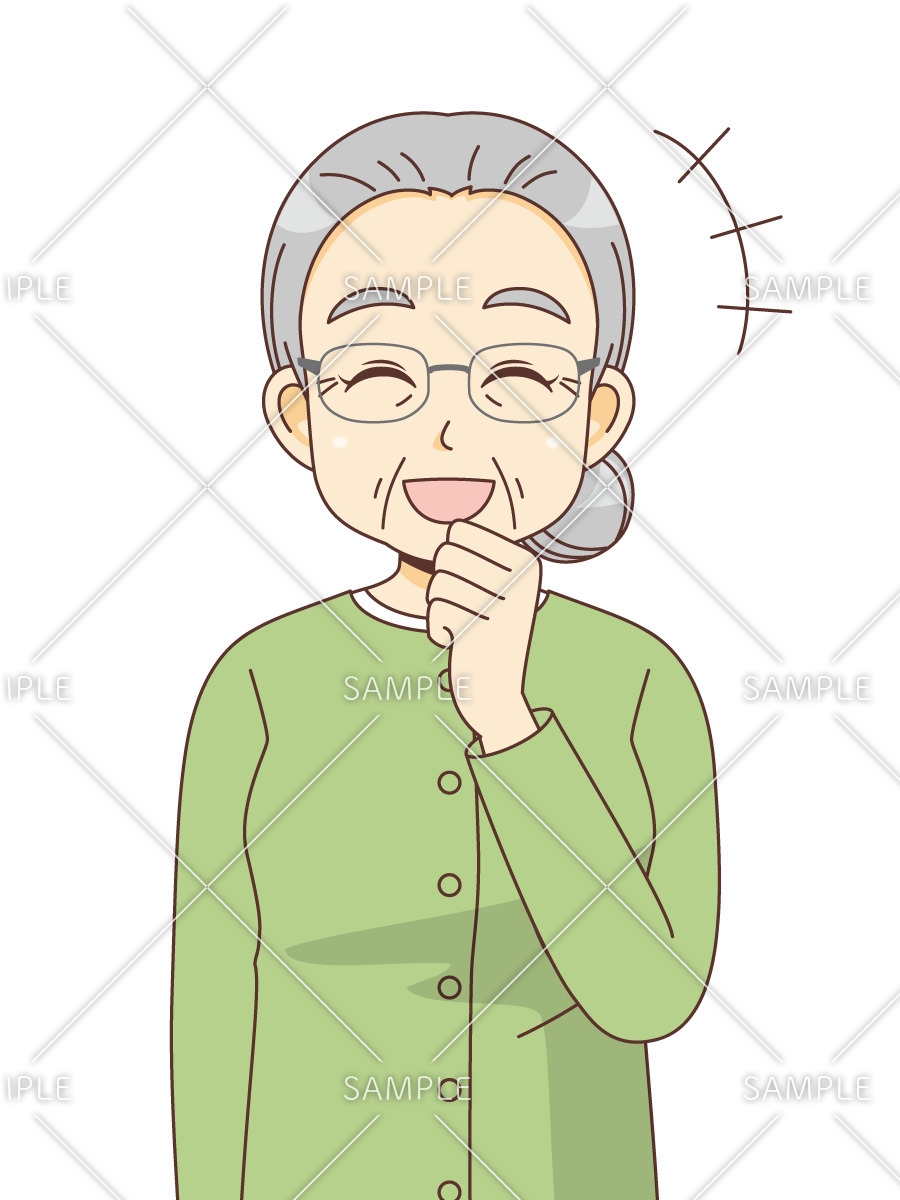 笑っている女性高齢者（高齢者（おじいさん・おばあさん）/介護現場の人物）のイラスト