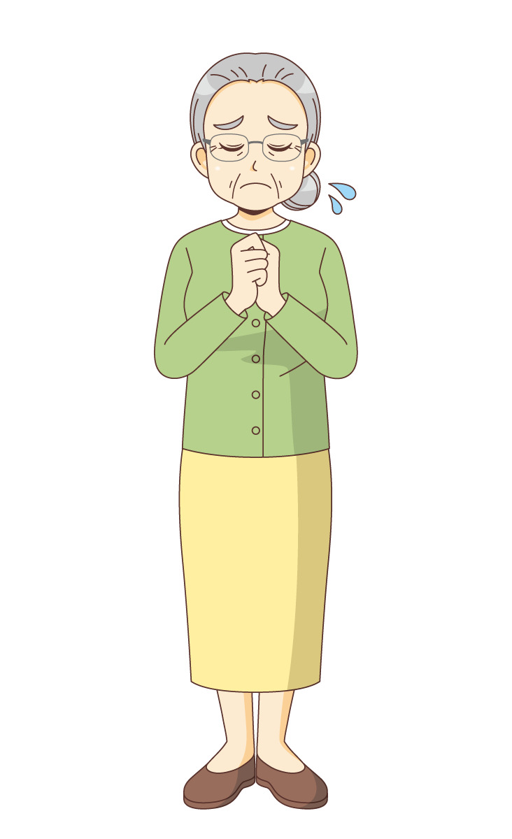 悲しんでいる女性高齢者 高齢者 おじいさん おばあさん 介護現場の人物 の無料イラスト 介護アンテナ