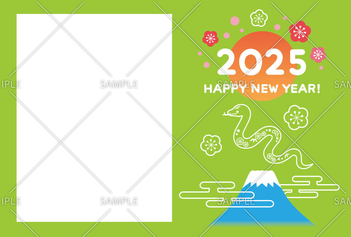 2025年の年賀状デザイン（お手紙・年賀状/フレーム・テンプレート）のイラスト