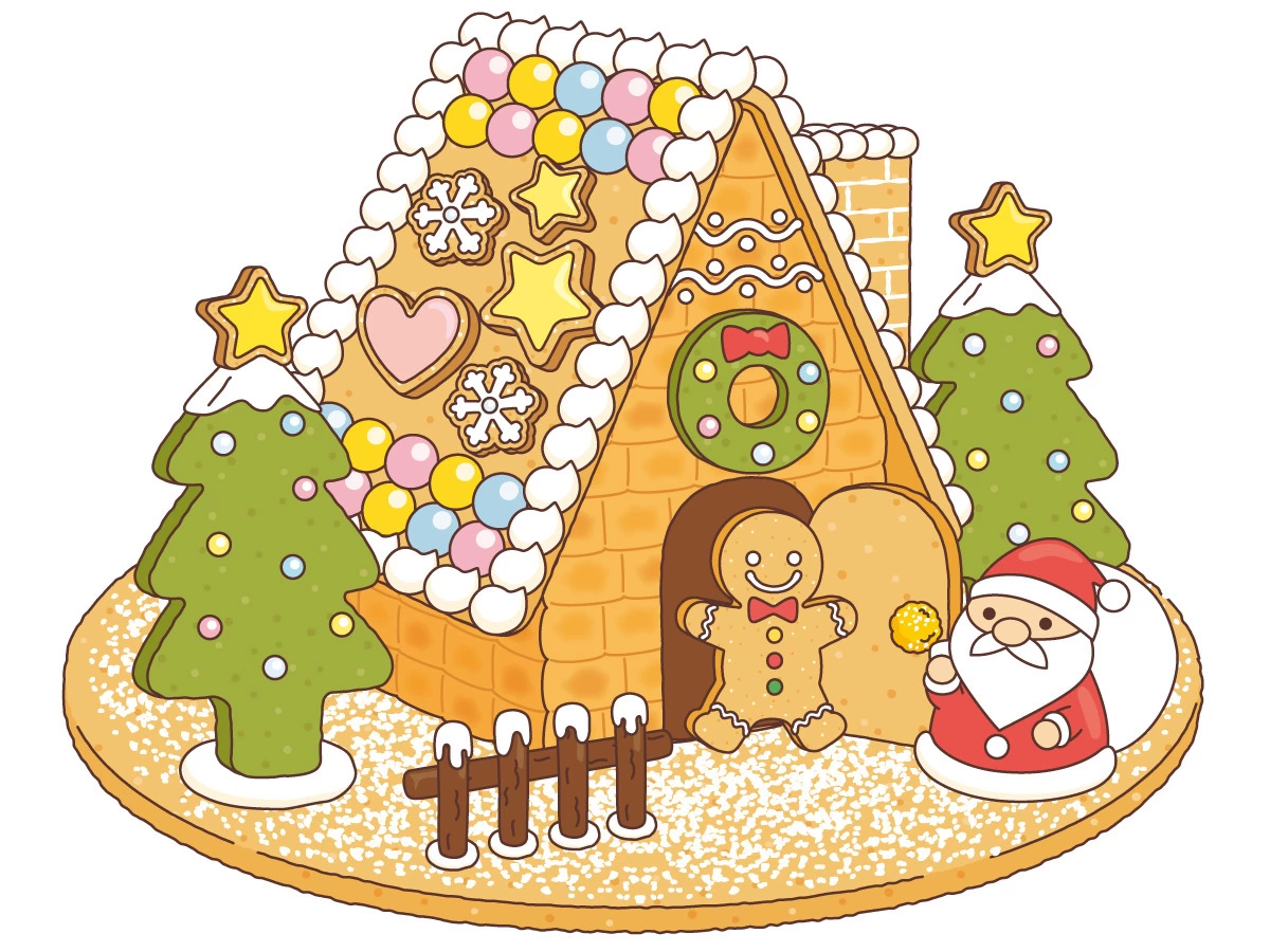 クリスマス クリスマスのお菓子の家（クリスマス/イベント）の無料イラスト | 介護アンテナ