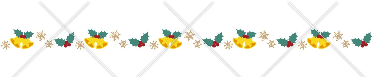 クリスマスベルとひいらぎの飾り罫線（クリスマス/イベント）のイラスト