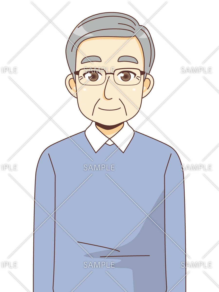 男性高齢者（高齢者（おじいさん・おばあさん）/介護現場の人物）のイラスト