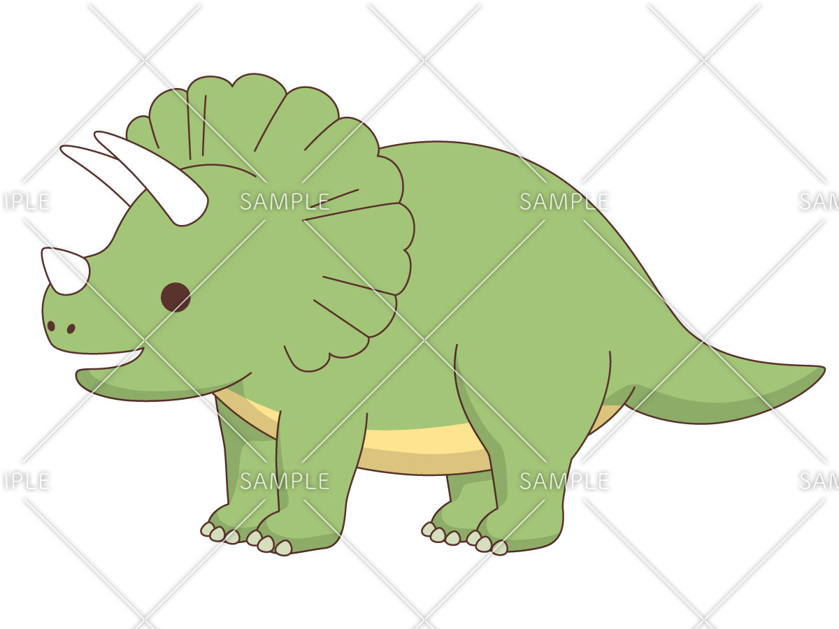 かわいいトリケラトプス（動物/その他一般・装飾）の無料イラスト 