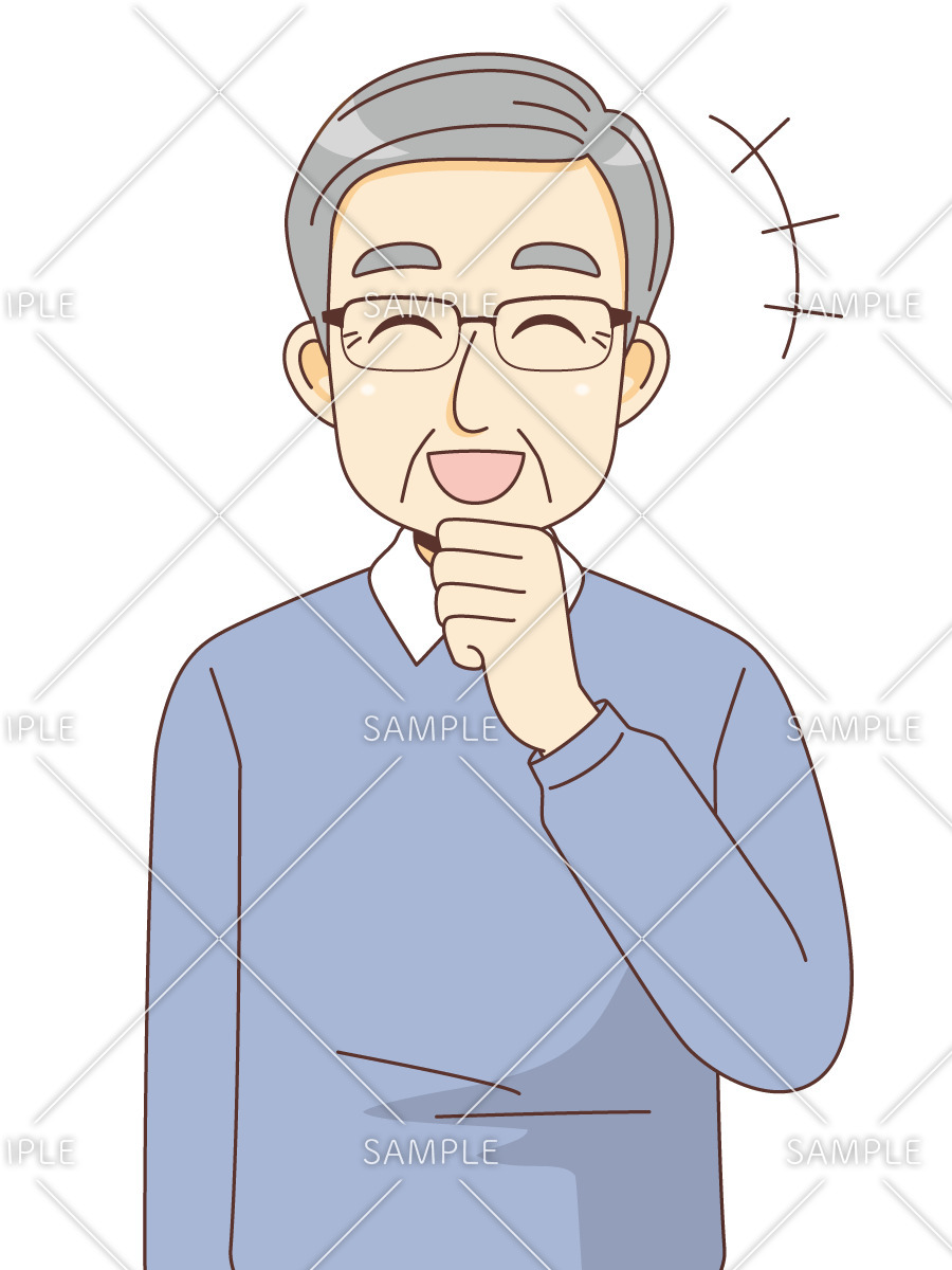 笑っている男性高齢者（高齢者（おじいさん・おばあさん）/介護現場の人物）のイラスト