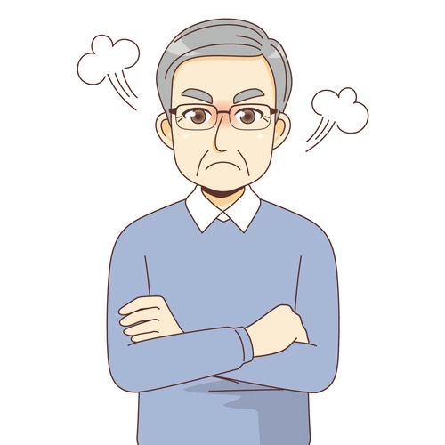 怒っている男性高齢者（高齢者（おじいさん・おばあさん）/介護現場の人物）のイラスト