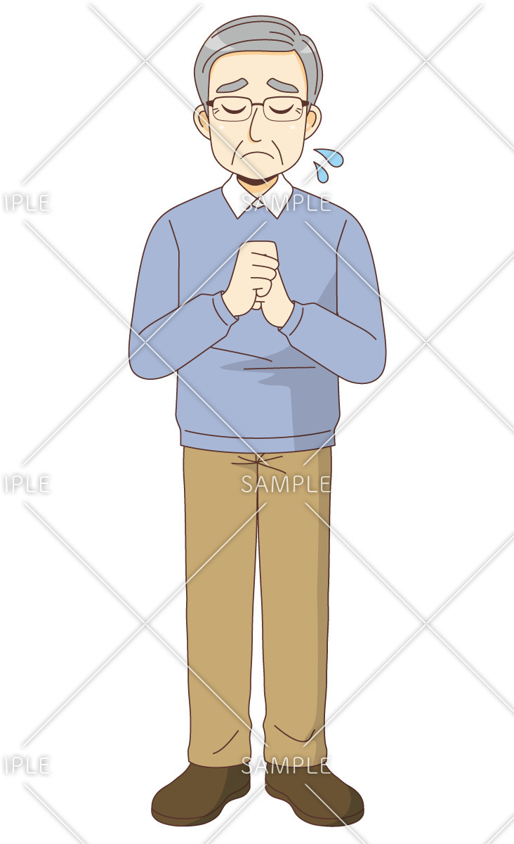 悲しんでいる男性高齢者 高齢者 おじいさん おばあさん 介護現場の人物 の無料イラスト 介護アンテナ