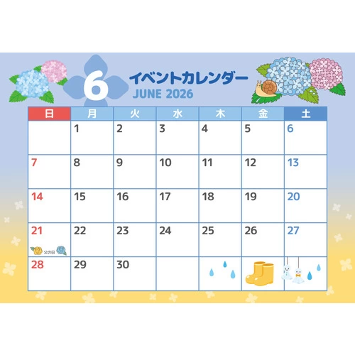 2026年6月イベントカレンダー（お便り・フレーム/フレーム・テンプレート）のイラスト